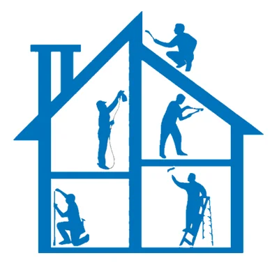 Ilustración del equipo de D Reformas trabajando en una vivienda